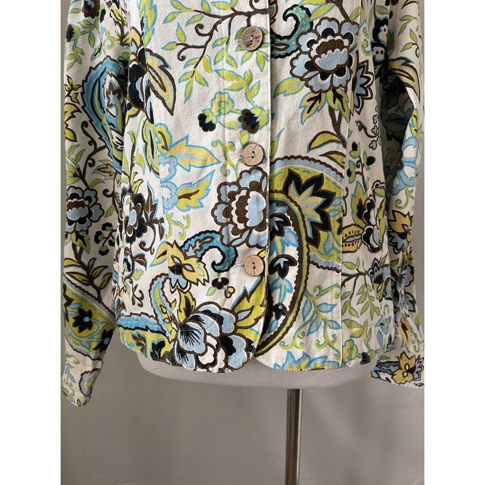 Coldwater Creek White Paisley Print Long Sleeve Jean Jacket - Picture 3 of 13
